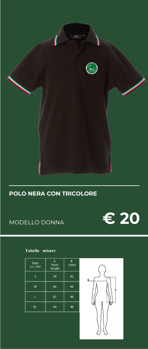 Polo Donna nera con tricolore
