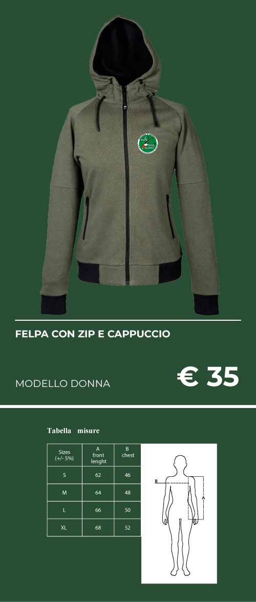 Felpa Zip e Cappuccio Donna colore army