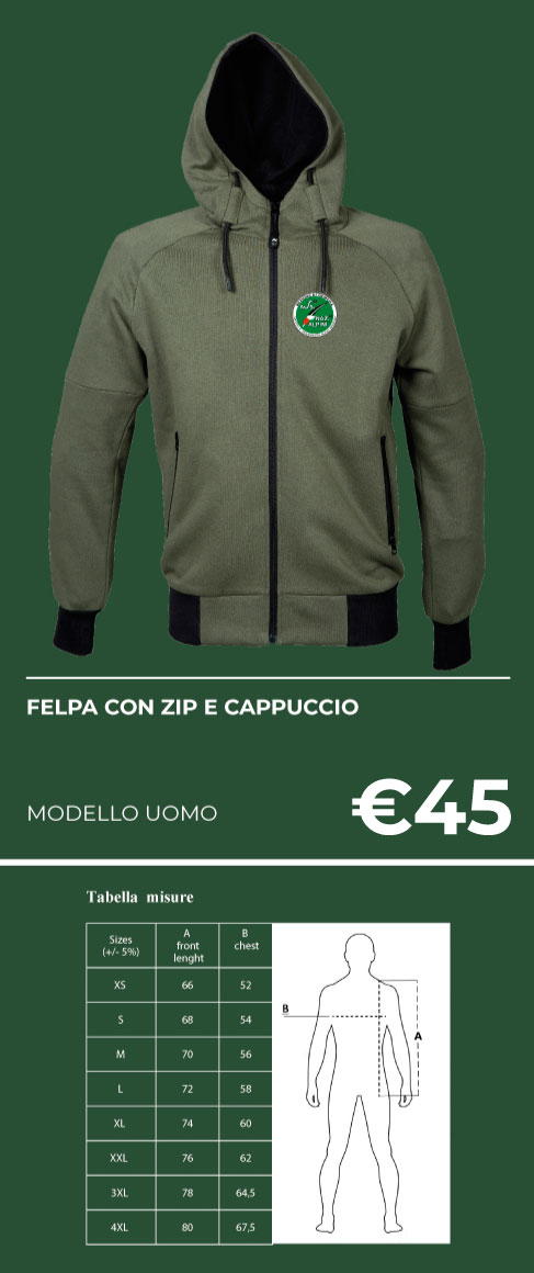 Felpa Zip e Cappuccio Uomo colore army € 45